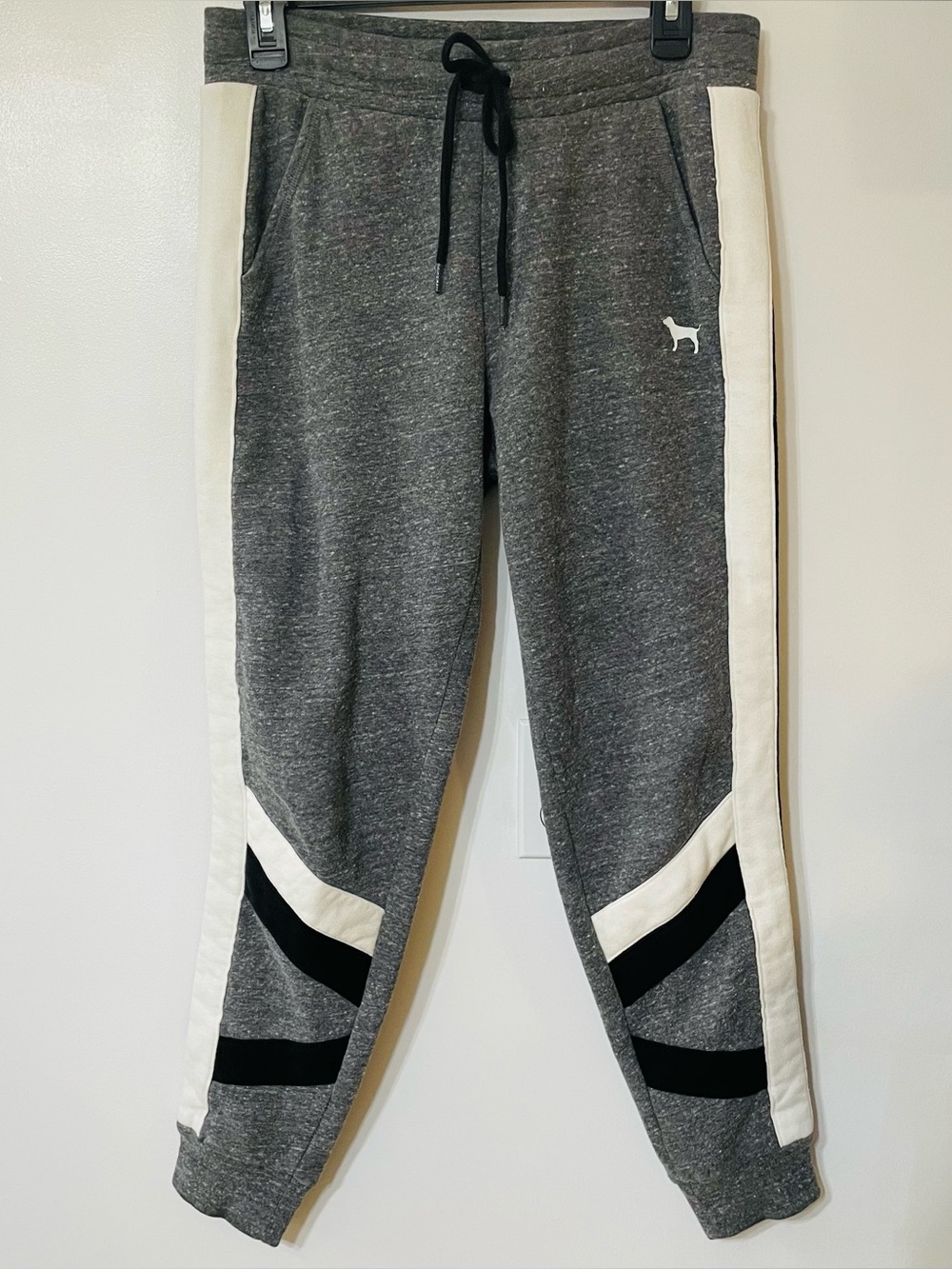 Pink by Victoria's Secret Gray Jogger Sweatpants with White & Black Panels